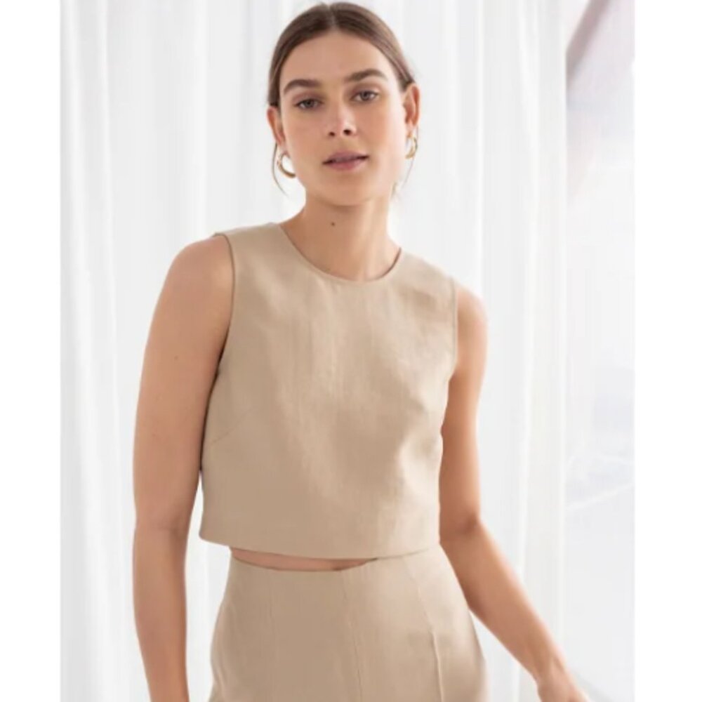 & Other Stories Nude Crop With Zip Back Sleeveless Top | Size 0